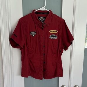 Harley-Davidson Ladies XL Burgundy Short Sleeve Shirt